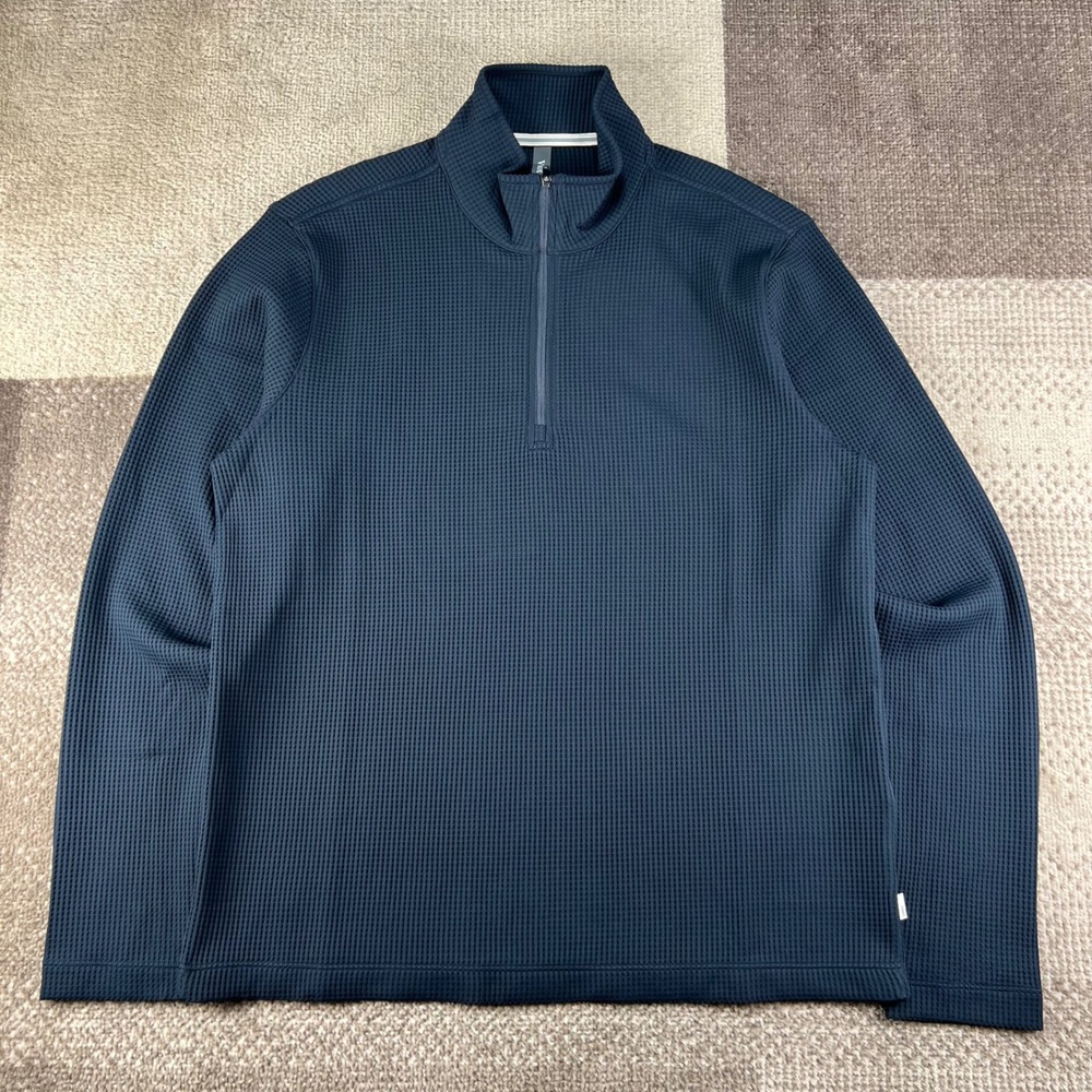 Vuori Medium Lightweight Tech Waffle Quarter Zip Navy Blue Mens Size M V2118